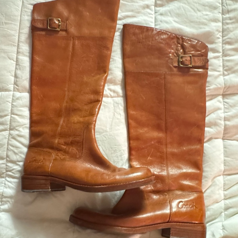 Coach Women's Brown Leather Over the Knee Boots
